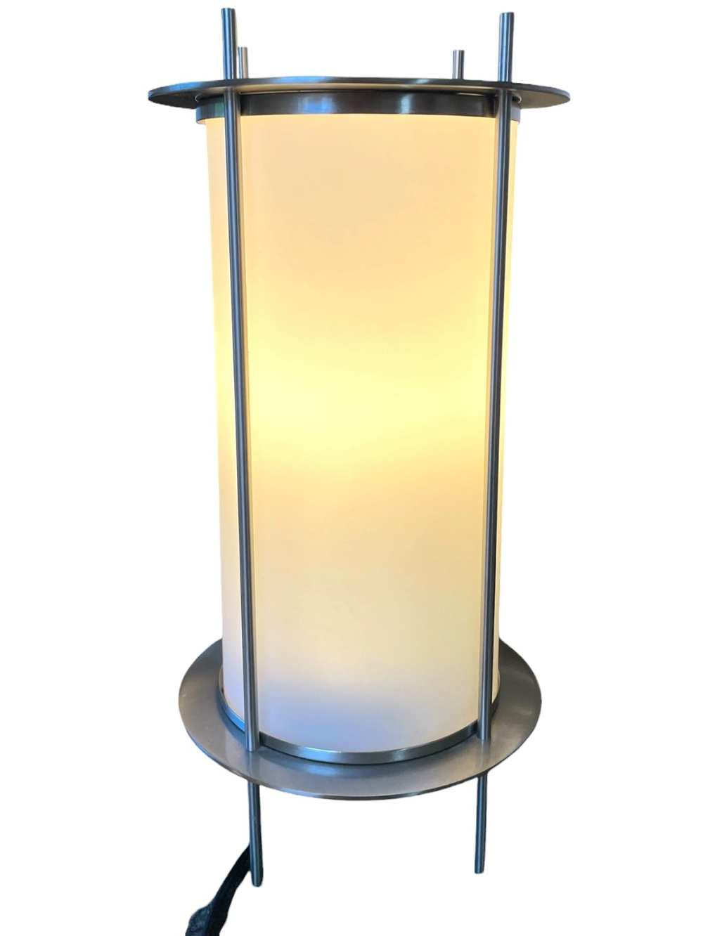George Kovacs table lamp, vintage early 2000’s, column, brushed metal,plug-in